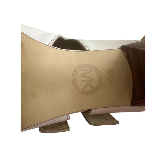 MICHAEL KORS Cream Leather Buckle Heels Sandals Size 6.5 - Picture 5 of 10